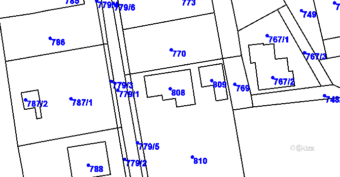 Parcela st. 808 v KÚ Mosty u Českého Těšína, Katastrální mapa