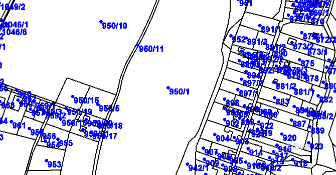 Parcela st. 950/1 v KÚ Mosty u Českého Těšína, Katastrální mapa