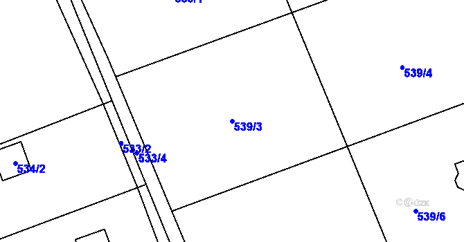 Parcela st. 539/3 v KÚ Mosty u Českého Těšína, Katastrální mapa
