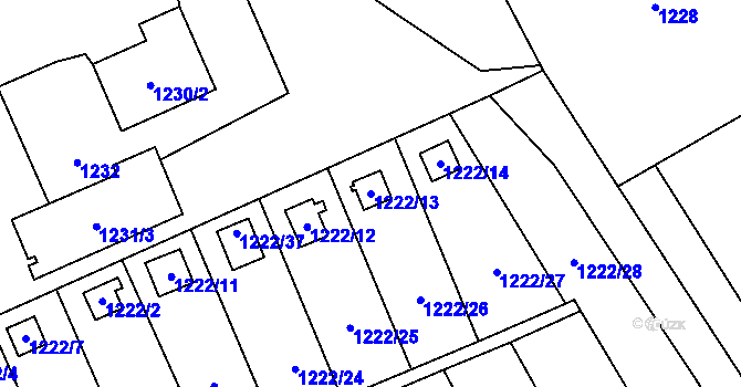 Parcela st. 1222/13 v KÚ Mosty u Českého Těšína, Katastrální mapa