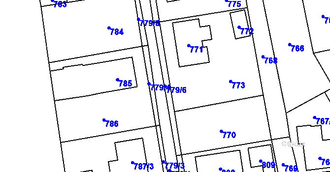 Parcela st. 779/6 v KÚ Mosty u Českého Těšína, Katastrální mapa