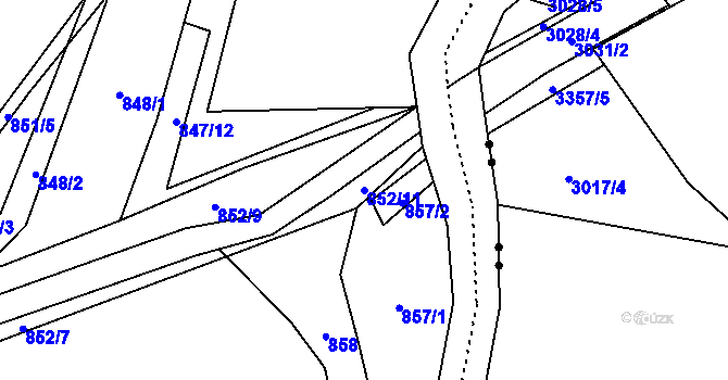 Parcela st. 852/11 v KÚ Mosty u Českého Těšína, Katastrální mapa