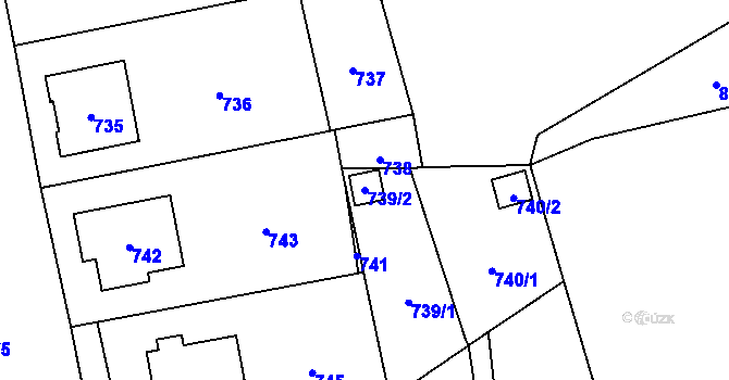 Parcela st. 739/2 v KÚ Mosty u Českého Těšína, Katastrální mapa