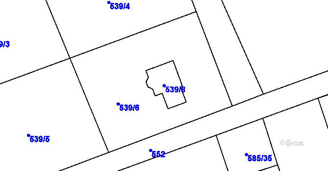 Parcela st. 539/8 v KÚ Mosty u Českého Těšína, Katastrální mapa
