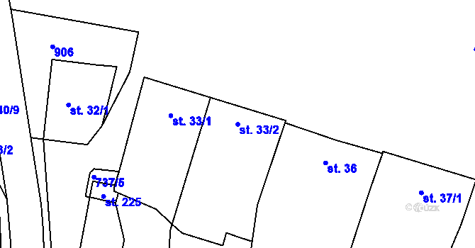 Parcela st. 33/2 v KÚ Míškovice, Katastrální mapa