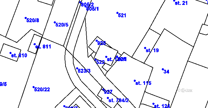 Parcela st. 120 v KÚ Míškovice, Katastrální mapa