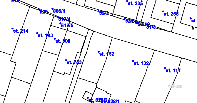 Parcela st. 152 v KÚ Míškovice, Katastrální mapa