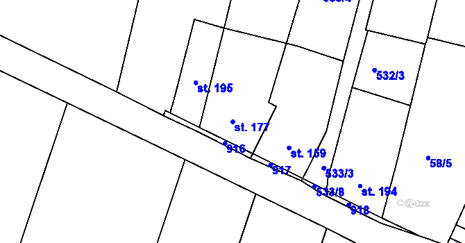 Parcela st. 177 v KÚ Míškovice, Katastrální mapa