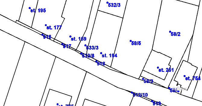 Parcela st. 194 v KÚ Míškovice, Katastrální mapa
