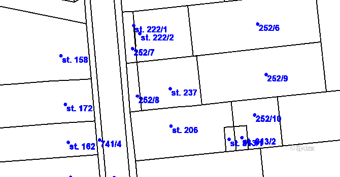 Parcela st. 237 v KÚ Míškovice, Katastrální mapa