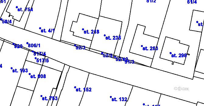 Parcela st. 52/5 v KÚ Míškovice, Katastrální mapa