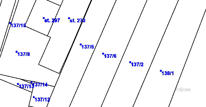 Parcela st. 137/6 v KÚ Míškovice, Katastrální mapa
