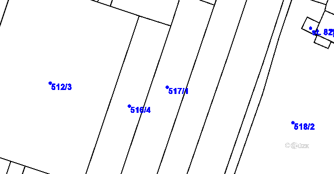 Parcela st. 517/1 v KÚ Míškovice, Katastrální mapa