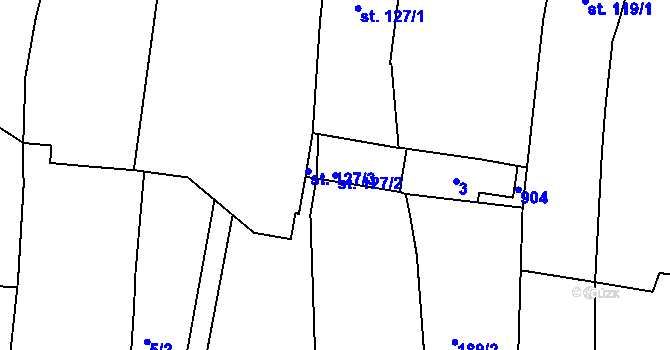 Parcela st. 127/2 v KÚ Míškovice, Katastrální mapa