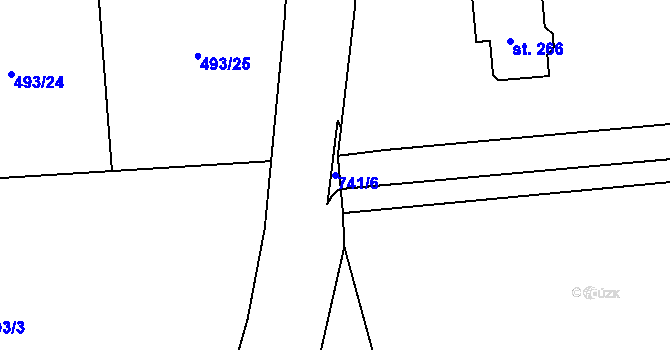 Parcela st. 741/6 v KÚ Míškovice, Katastrální mapa