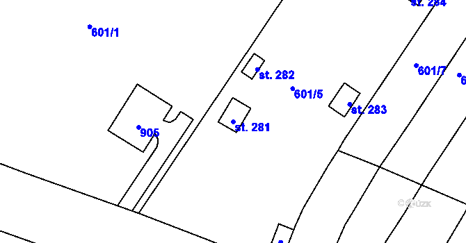 Parcela st. 281 v KÚ Míškovice, Katastrální mapa