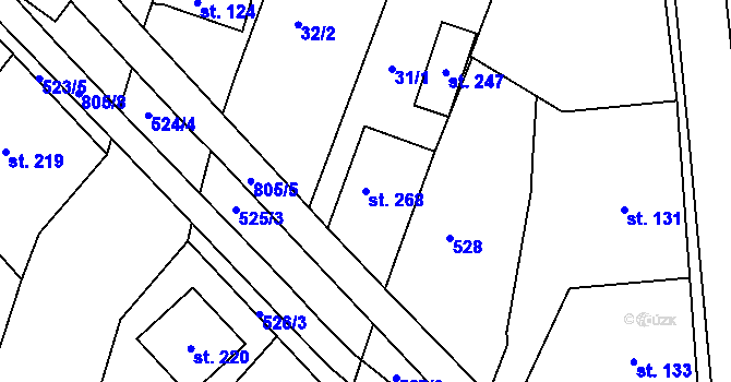 Parcela st. 268 v KÚ Míškovice, Katastrální mapa