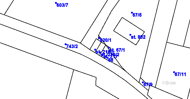 Parcela st. 215/1 v KÚ Míškovice, Katastrální mapa