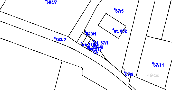 Parcela st. 216/2 v KÚ Míškovice, Katastrální mapa