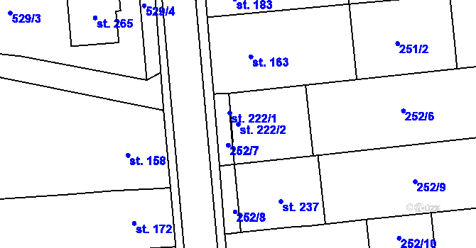 Parcela st. 222/2 v KÚ Míškovice, Katastrální mapa