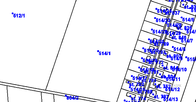 Parcela st. 514/1 v KÚ Míškovice, Katastrální mapa