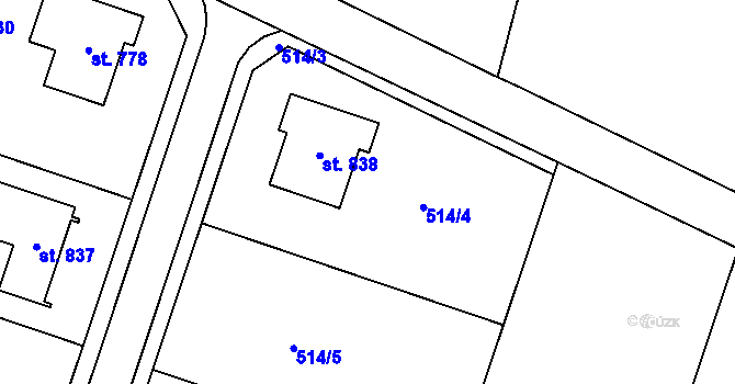 Parcela st. 514/4 v KÚ Míškovice, Katastrální mapa
