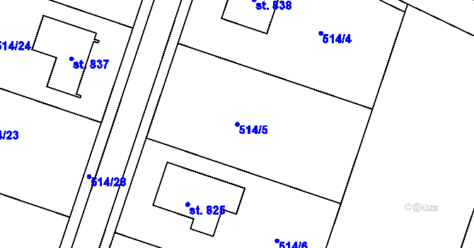 Parcela st. 514/5 v KÚ Míškovice, Katastrální mapa