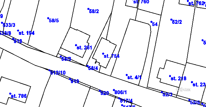 Parcela st. 754 v KÚ Míškovice, Katastrální mapa
