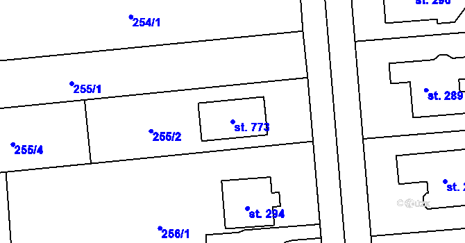 Parcela st. 773 v KÚ Míškovice, Katastrální mapa