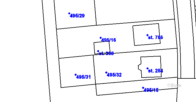 Parcela st. 308 v KÚ Míškovice, Katastrální mapa