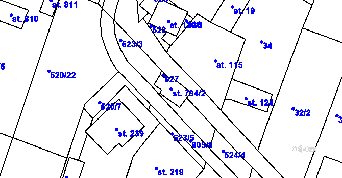 Parcela st. 794/2 v KÚ Míškovice, Katastrální mapa