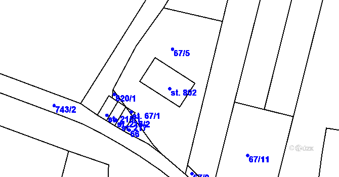 Parcela st. 802 v KÚ Míškovice, Katastrální mapa