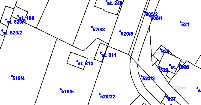 Parcela st. 811 v KÚ Míškovice, Katastrální mapa