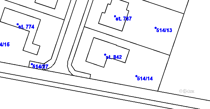 Parcela st. 842 v KÚ Míškovice, Katastrální mapa