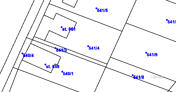 Parcela st. 541/4 v KÚ Míškovice, Katastrální mapa