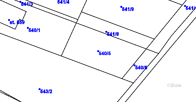 Parcela st. 540/5 v KÚ Míškovice, Katastrální mapa