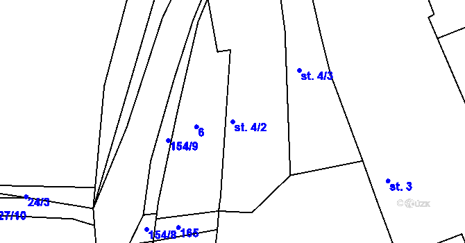 Parcela st. 4/2 v KÚ Kakovice, Katastrální mapa