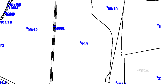 Parcela st. 99/1 v KÚ Kakovice, Katastrální mapa