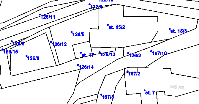 Parcela st. 126/13 v KÚ Kakovice, Katastrální mapa