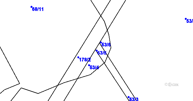 Parcela st. 53/5 v KÚ Kakovice, Katastrální mapa