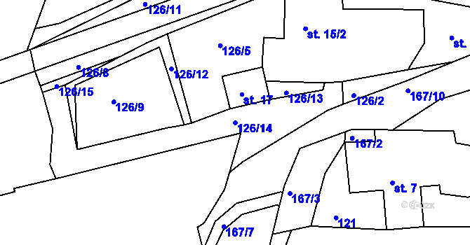Parcela st. 126/14 v KÚ Kakovice, Katastrální mapa