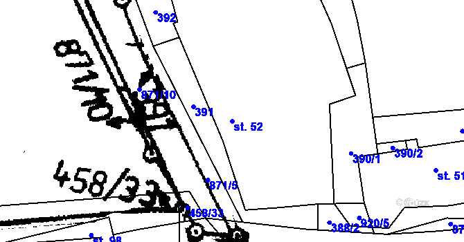 Parcela st. 52 v KÚ Minice u Mišovic, Katastrální mapa
