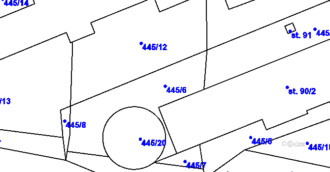 Parcela st. 445/6 v KÚ Minice u Mišovic, Katastrální mapa