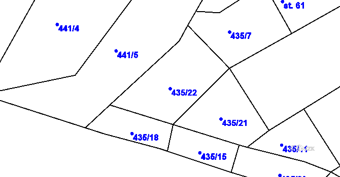 Parcela st. 435/22 v KÚ Mišovice, Katastrální mapa