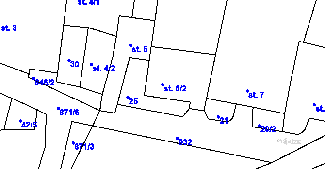 Parcela st. 6/2 v KÚ Mišovice, Katastrální mapa