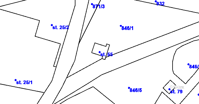 Parcela st. 55 v KÚ Mišovice, Katastrální mapa