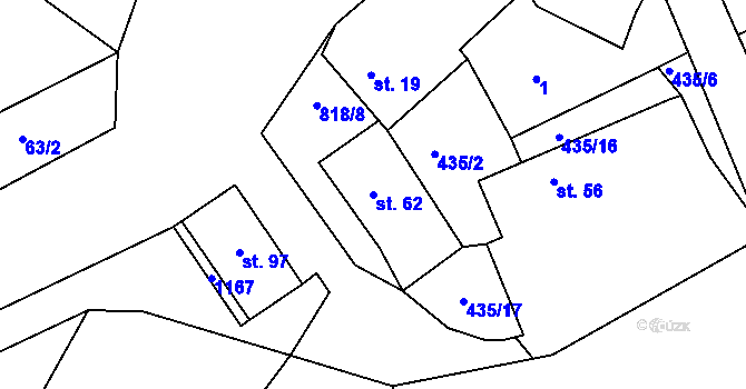 Parcela st. 62 v KÚ Mišovice, Katastrální mapa
