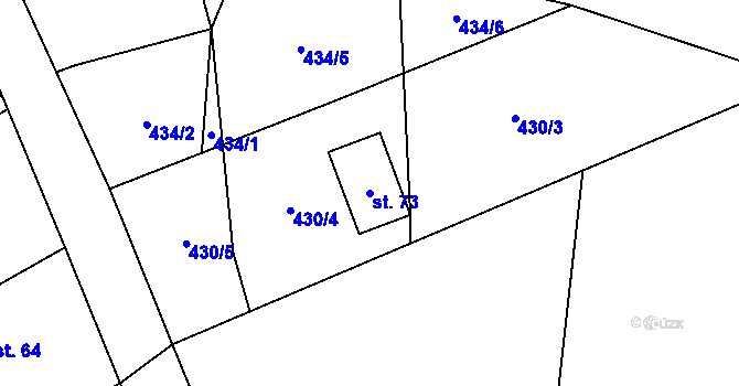 Parcela st. 73 v KÚ Mišovice, Katastrální mapa