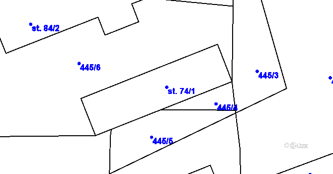 Parcela st. 74/1 v KÚ Mišovice, Katastrální mapa