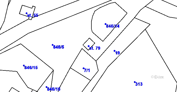 Parcela st. 79 v KÚ Mišovice, Katastrální mapa